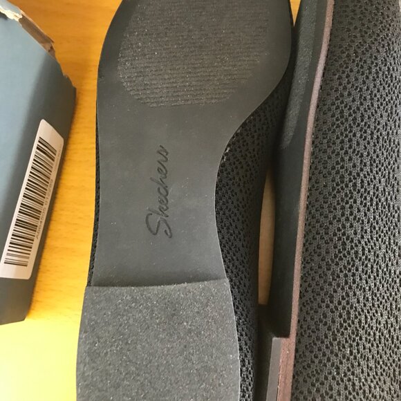 Skechers Women’s Cleo’s Stretch Fit Black Square Toe Flats Size 11 Vegan Comfort - Picture 2 of 9